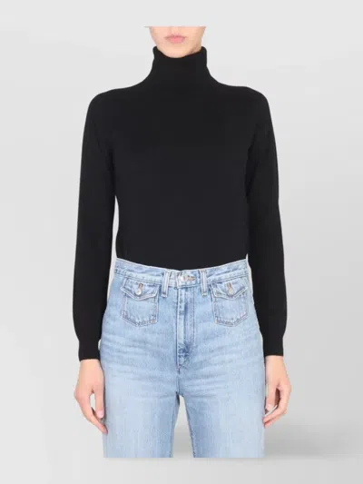 Ballantyne Cross-neck Ribbed Turtleneck Shirt In Black