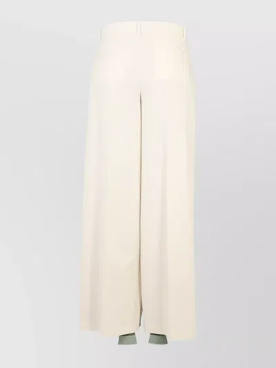 Ballantyne Wide-leg Trousers With Belt Loops And Pockets In White