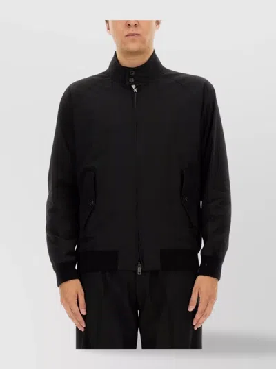 Baracuta Harrington Style Jacket With Ribbed Accents In Black