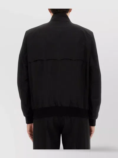 Baracuta Harrington Style Jacket With Ribbed Accents In Black
