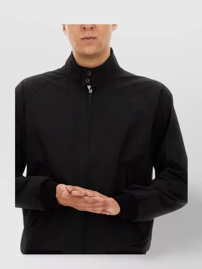 Baracuta Harrington Style Jacket With Ribbed Accents In Black