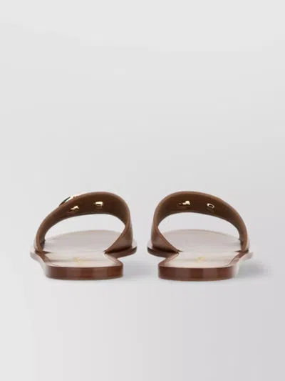 Dolce & Gabbana Slide Sandal With Leather And Gold-tone Hardware In Multi