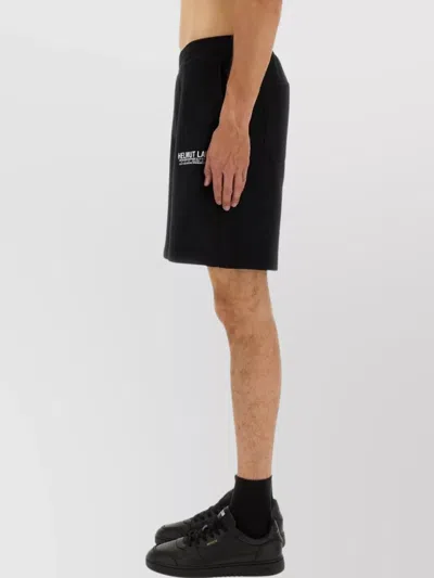 Helmut Lang Logo Elastic Waistband Shorts Pockets In Black