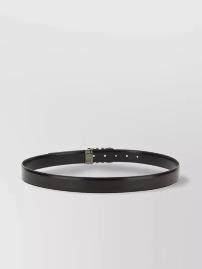 Ferragamo Reversible Belt Adjustable Length Smooth Finish Metal Buckle In Black