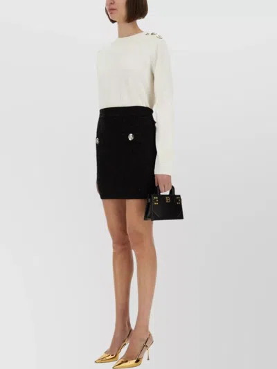 Balmain Viscose Blend Miniskirt In Black