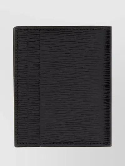 Ferragamo Textured Calfskin Cardholder With Polished Logo Accent In Black