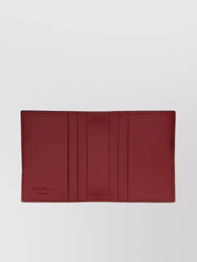 Ferragamo Textured Calfskin Cardholder With Polished Logo Accent In Black