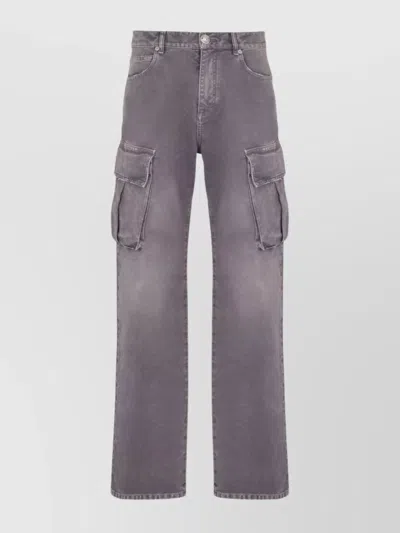Balmain Cargo Straight Trousers Belt Loops In Purple