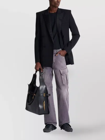 Balmain Cargo Straight Trousers Belt Loops In Purple