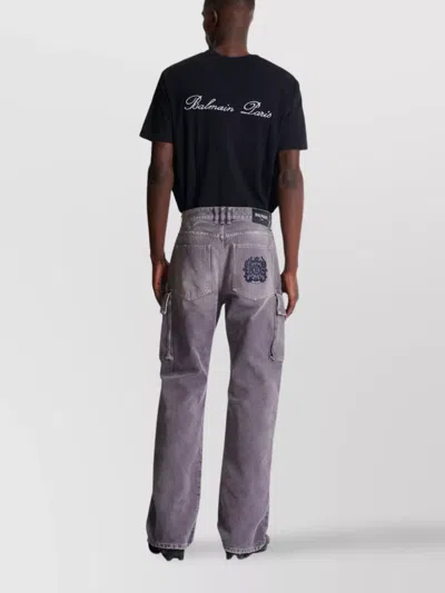 Balmain Cargo Straight Trousers Belt Loops In Purple