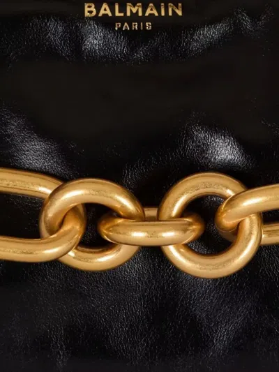 Balmain Medium Leather Shoulder Bag With Chain Strap