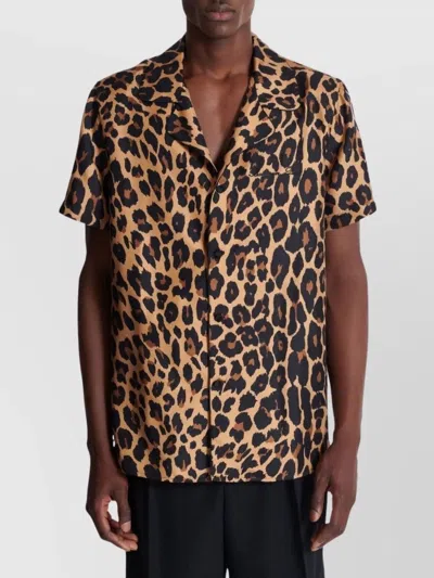 Balmain Leopard Print Silk Bowling Shirt In Animal Print