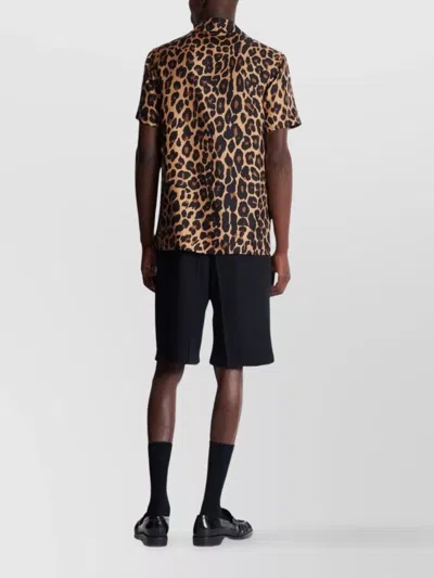 Balmain Leopard Print Silk Bowling Shirt In Animal Print