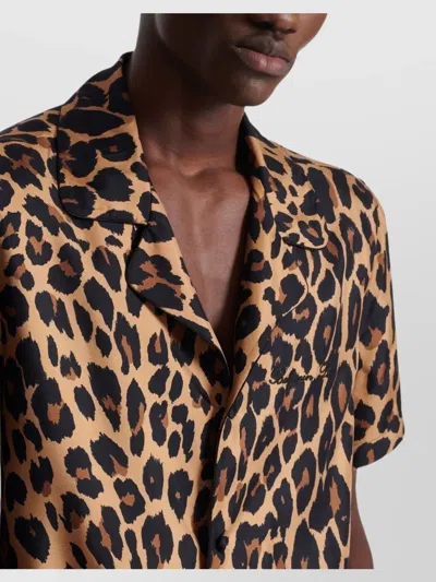 Balmain Leopard Print Silk Bowling Shirt In Animal Print
