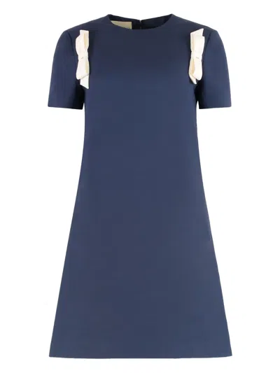 Valentino Garavani Wool And Silk Mini Dress In Blue