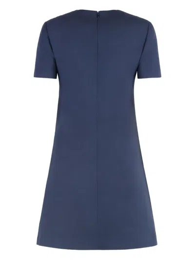 Valentino Garavani Wool And Silk Mini Dress In Blue