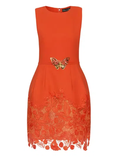 Oscar De La Renta Guipure Lace Mini Dress In Orange