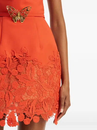 Oscar De La Renta Guipure Lace Mini Dress In Orange