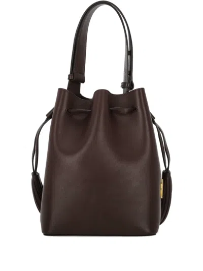 Valentino Borsa A Secchiello Vlogo Signature In Pelle Cioccolato  Donna In Brown