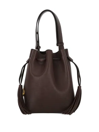 Valentino Borsa A Secchiello Vlogo Signature In Pelle Cioccolato  Donna In Brown