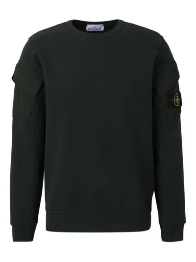 Stone Island Black Sweatshirt With Pockets And Compass Logo In Black