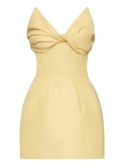 Oscar De La Renta Bow-detailed Faille Cocktail Dress In Yellow