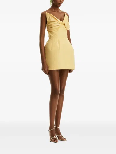 Oscar De La Renta Bow-detailed Faille Cocktail Dress In Yellow
