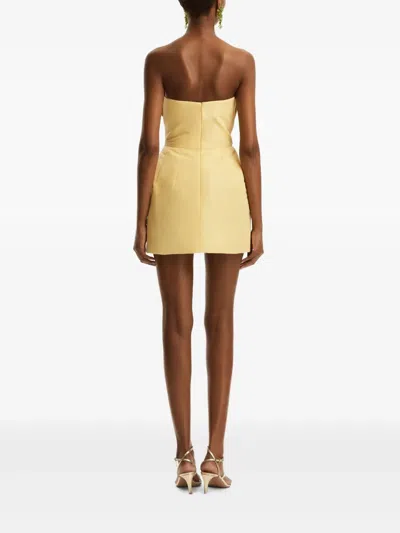 Oscar De La Renta Bow-detailed Faille Cocktail Dress In Yellow