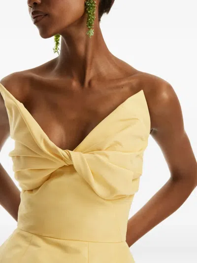 Oscar De La Renta Bow-detailed Faille Cocktail Dress In Yellow