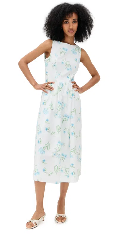 Wayf Elara Midi Dress Ivory Daisy In White