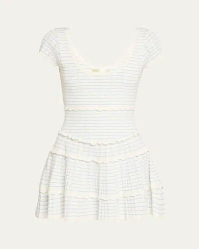 Loveshackfancy Elisavette Striped Stretch Pointelle Mini Dress In Multi