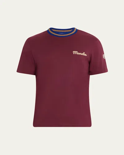 Moncler Logo Cotton Jersey T-shirt In Burgundy