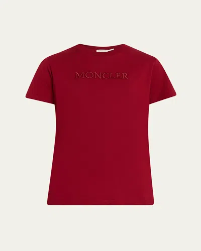 Moncler Embroidered Logo T-shirt In Red
