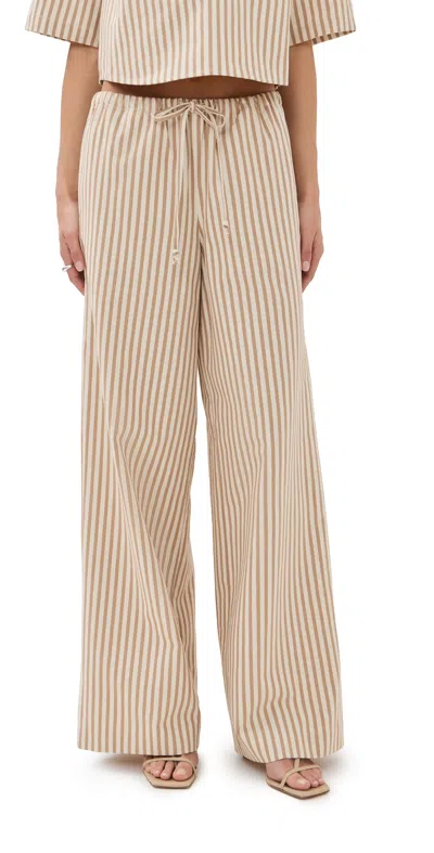 Sprwmn Baggy Easy Pants Camel Stripe In Neutral