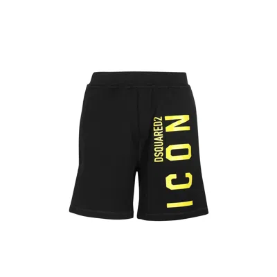 Dsquared2 Vertical Icon Print Jersey Sweat Shorts In Black