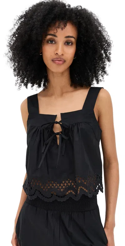 Rails Blythe Tie Front Cotton Crop Top In Black