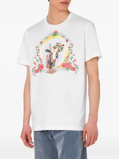 Moschino Organic Cotton Jersey T-shirt Archive In White