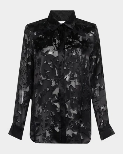 Adam Lippes Mathias Button Down Devore Shirt In Black
