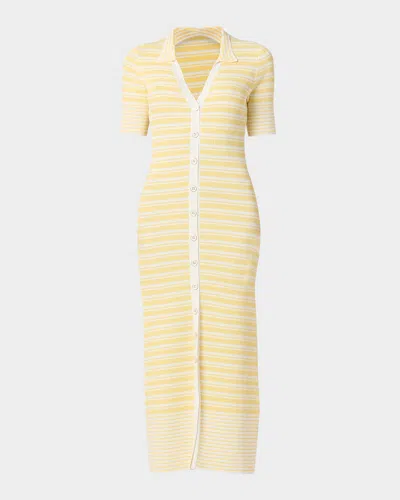 Shoshanna Sawyer Striped Rib-knit Midi Dress In Yellow