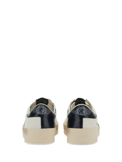 Golden Goose Mens Standard In White Leather With Grey Suede Star And Blue Leather Heel In Neutral