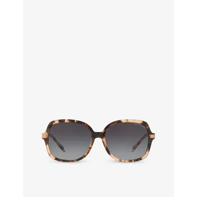 Michael Kors Womens Pink Mk2024 Adrianna Ii Square-frame Acetate Sunglasses In Brown