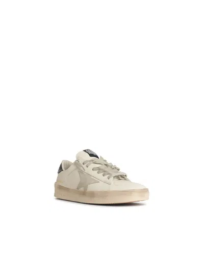 Golden Goose Mens Standard In White Leather With Grey Suede Star And Blue Leather Heel In Neutral