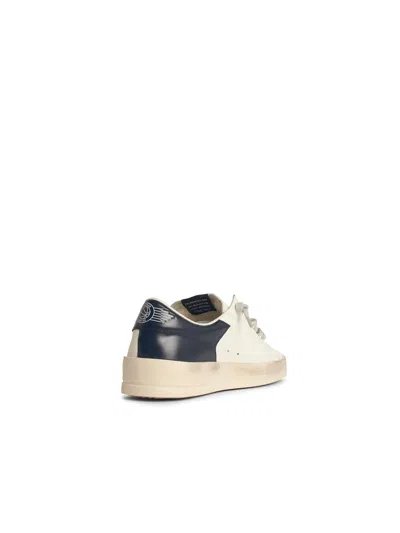 Golden Goose Mens Standard In White Leather With Grey Suede Star And Blue Leather Heel In Neutral
