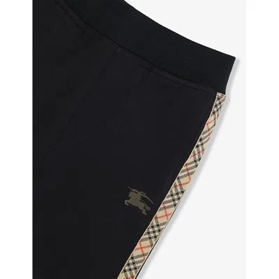 Burberry Jackson Check Trim Cotton Jogging Pants In Black
