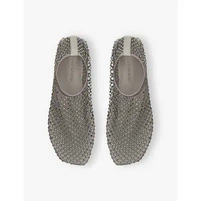 Christopher Esber Minette Embellished Mesh Flats In Gray