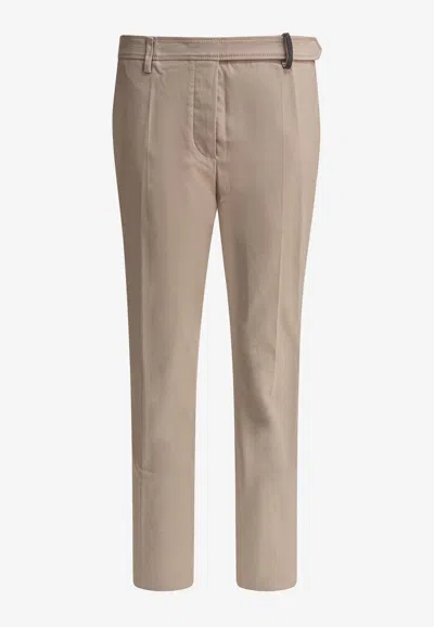 Brunello Cucinelli Beige Tailored Trousers With Minimalistic Design