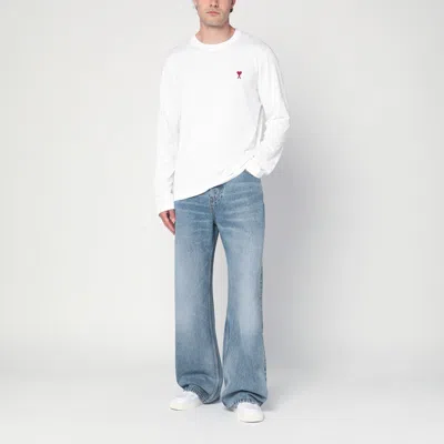 Ami Alexandre Mattiussi Ami Paris White Ami De Coeur T-shirt In White