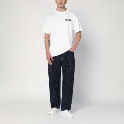 Kenzo White Classic T-shirt With Contrasting Logo Print In Cotton
