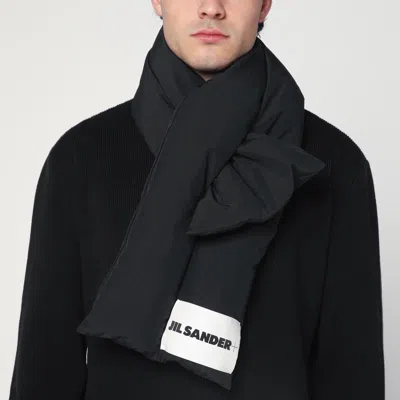 Jil Sander Black Padded Scarf With Logo In Black