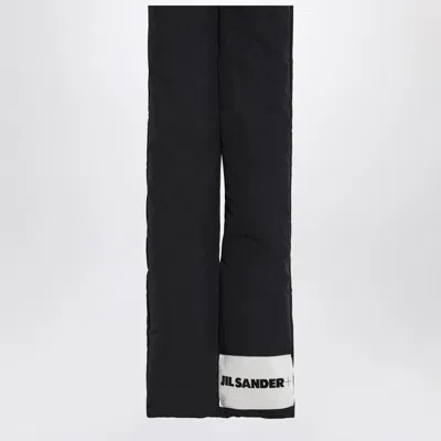 Jil Sander Black Padded Scarf With Logo In Black